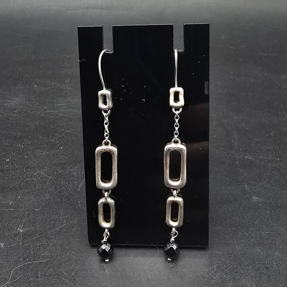 Sterling Silver Rectangle Dangle Drop Earrings 92… - image 7